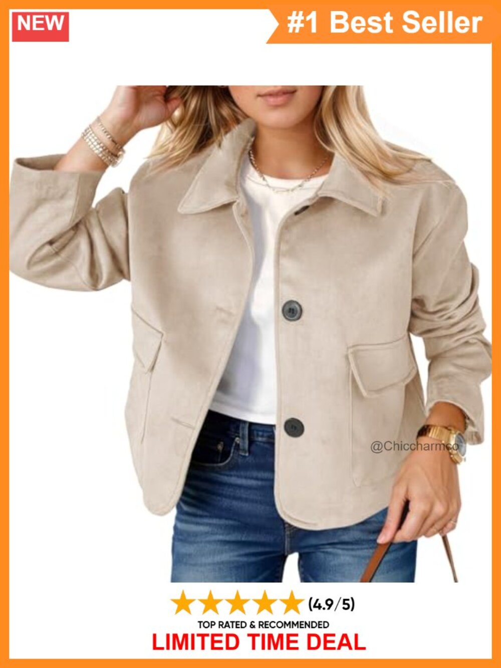 Faux Suede Leather Jacket Cropped Button Down Shacket